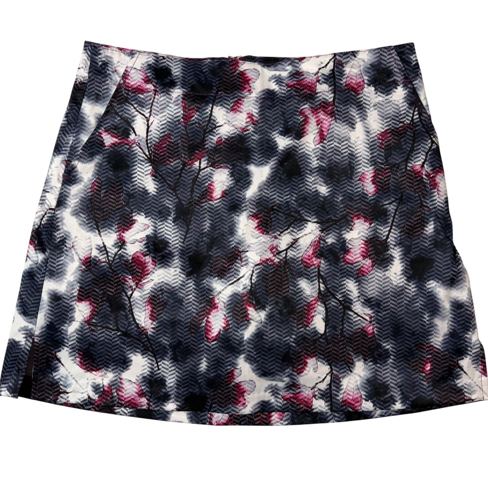 Lady Hagen Womens Golf Skort Size 8 Grey Pink Floral Herringbone Athletic Skirt